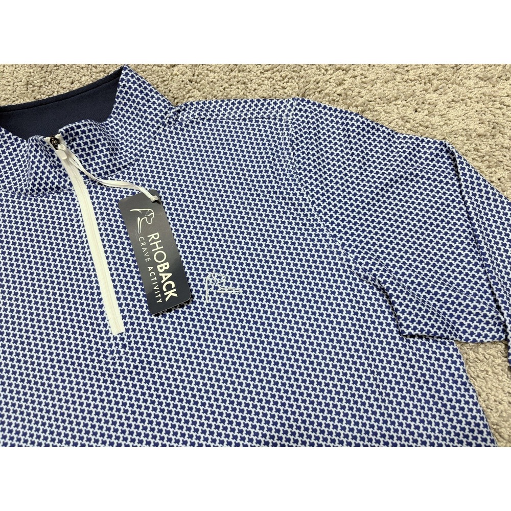 Rhoback 1/4 Q-Zip Performance Pullover Dont Mess Texas AOP Blue White Mens Small - Picture 6 of 16